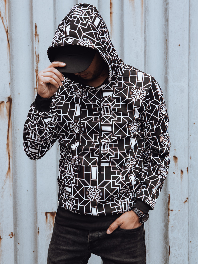 Bielo-čierna pánska mikina s kapucňou BX5763 Veľkosť: 2XL