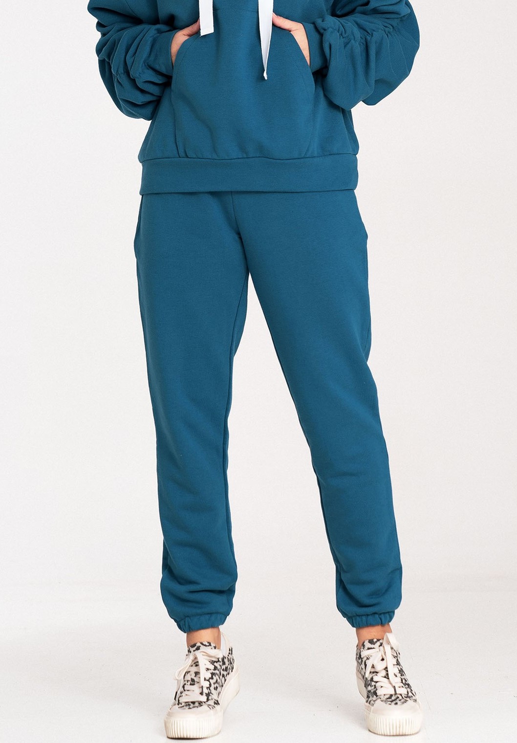 Modré bavlnené športové tepláky M1056 Blue Veľkosť: L