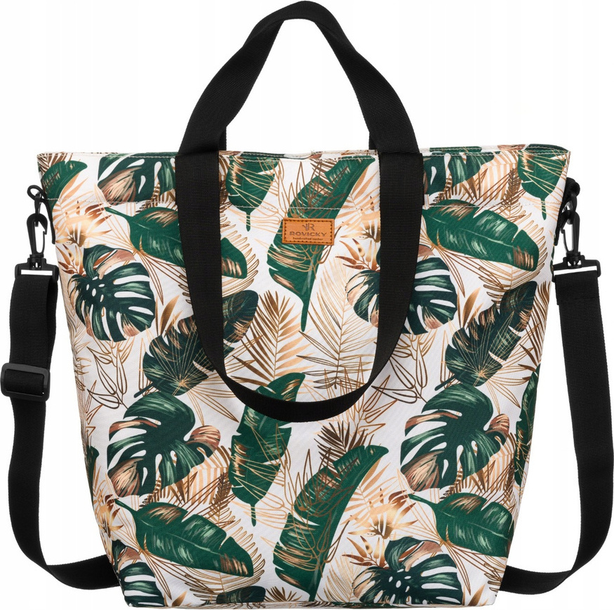 Rovicky Béžovo-zelená vzorovaná textilná shopper kabelka R-TZ15605 Veľkosť: ONE SIZE