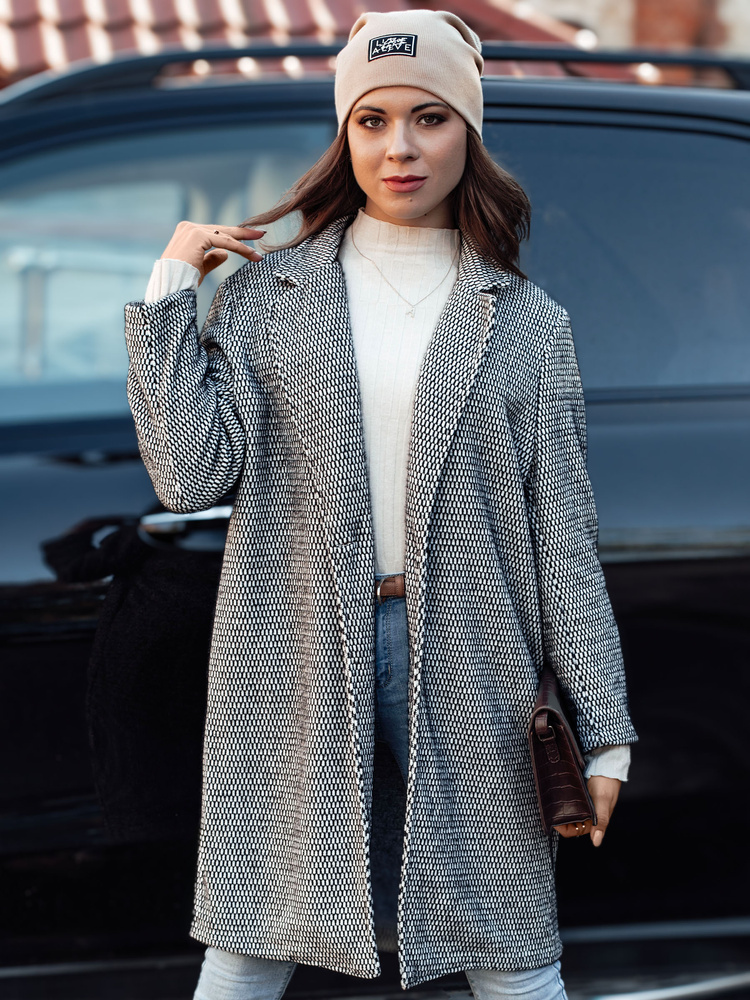 Bielo-čierny dámsky oversize kabát TEDDSTYLE NY0724 Veľkosť: ONE SIZE