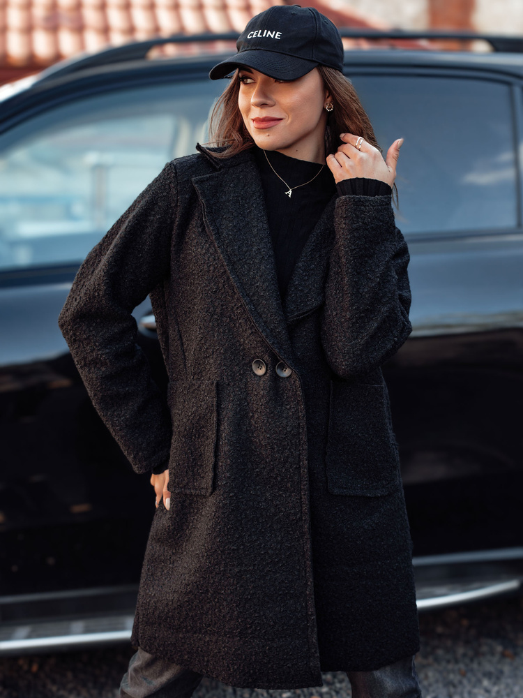 Čierny dámsky kabát BARALITE NY0709 Veľkosť: ONE SIZE