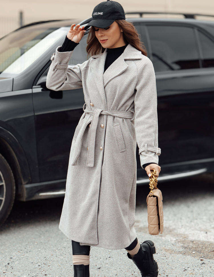 Svetlosivý dámsky dlhý oversize kabát CAMELLYN NY0744 Veľkosť: ONE SIZE