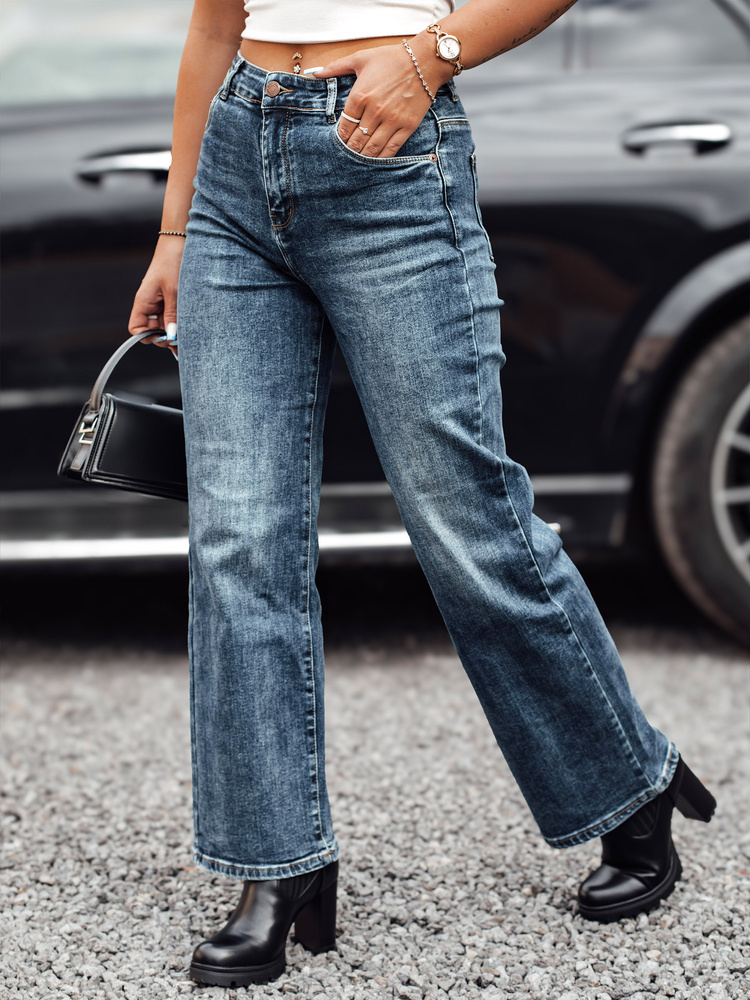 Modré dámske široké džínsové nohavice s vysokým pásom WESTCODE UY2212 Veľkosť: XS