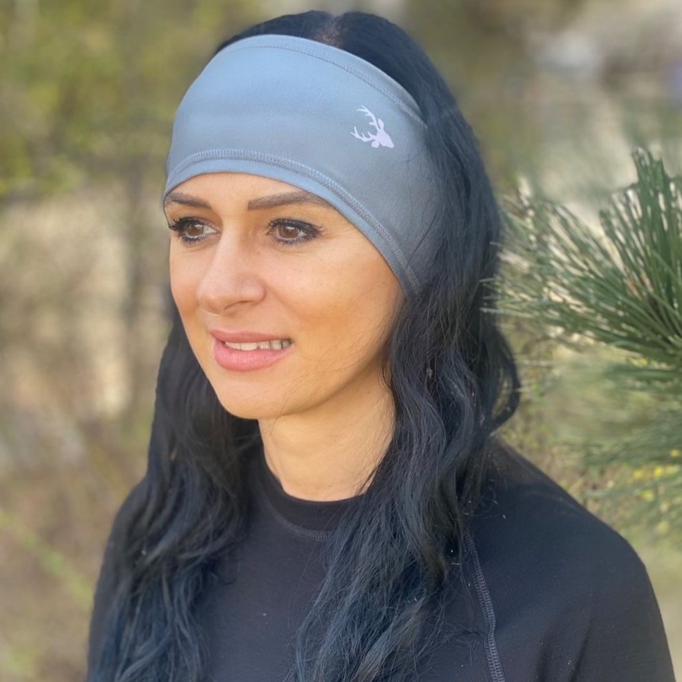 Sivá funkčná čelenka s potlačou Veľkosť: ONE SIZE