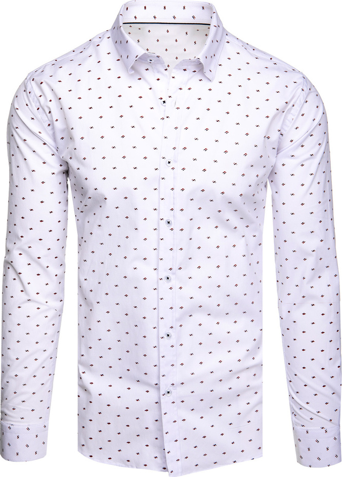 Pánska biela vzorovaná košeľa s dlhým rukávom DX2607 Veľkosť: 3XL