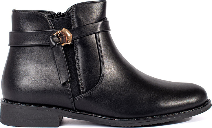 Čierne členkové topánky s pásikom na nízkom podpätku, podpätok 2,5 cm YY-66B Veľkosť: 36