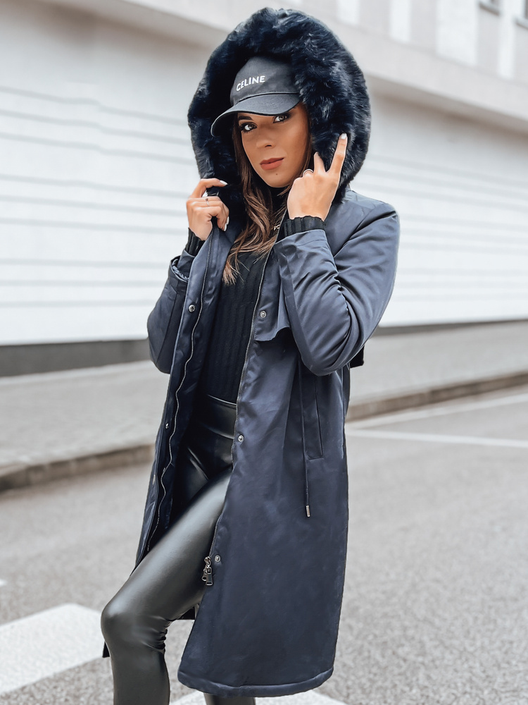 Tmavomodrá dlhá parka LUSTER TY4018 Veľkosť: 2XL