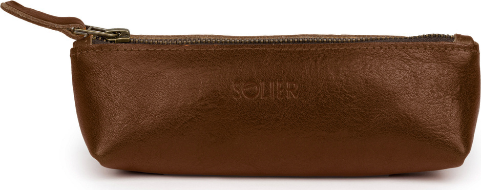 SOLIER hnedé kožené púzdro na perá SW01 ( SA51 DARK BROWN) Veľkosť: ONE SIZE