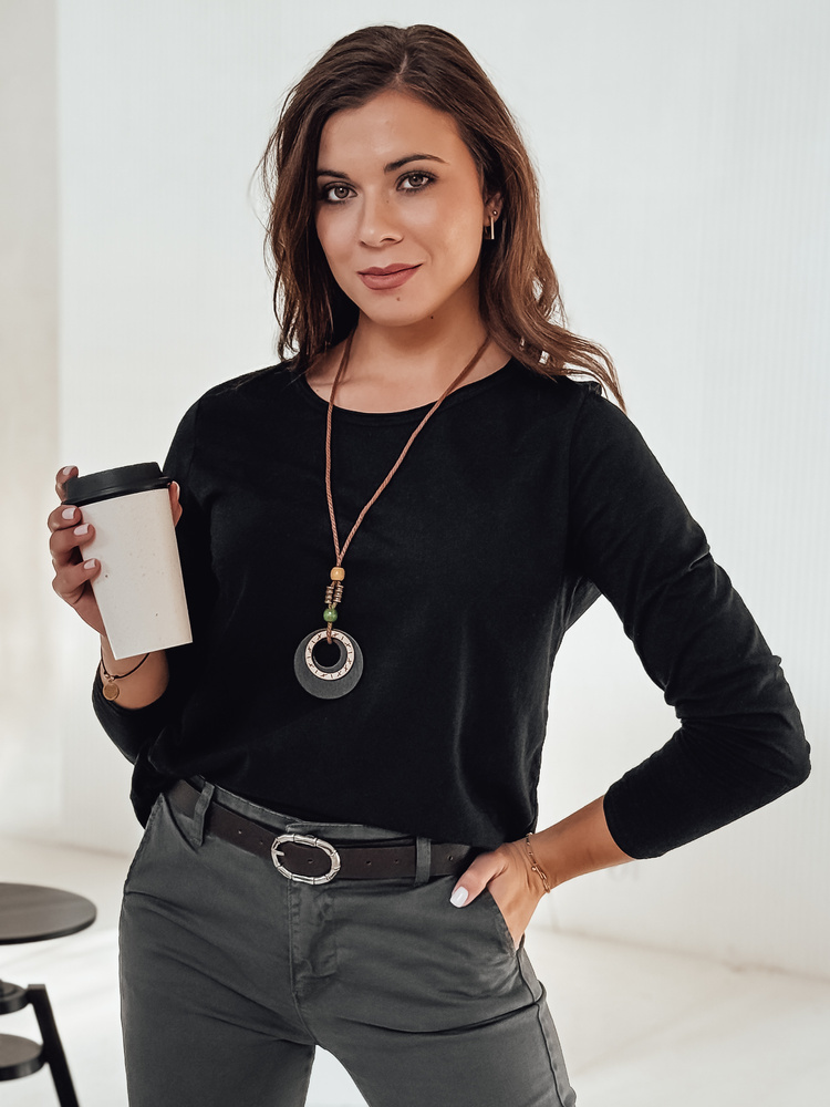 Dámska čierna blúzka s príveskom MINIMODA RY2678 Veľkosť: ONE SIZE