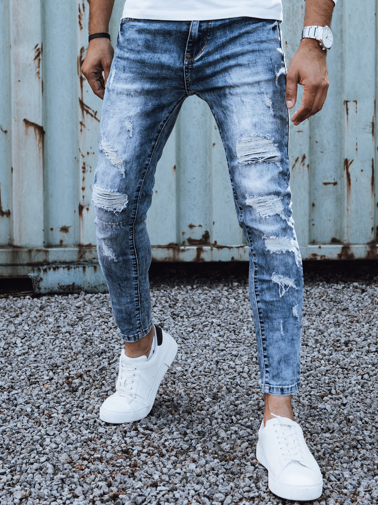 Pánske slim fit džínsy s dierami UX4451 Veľkosť: 31