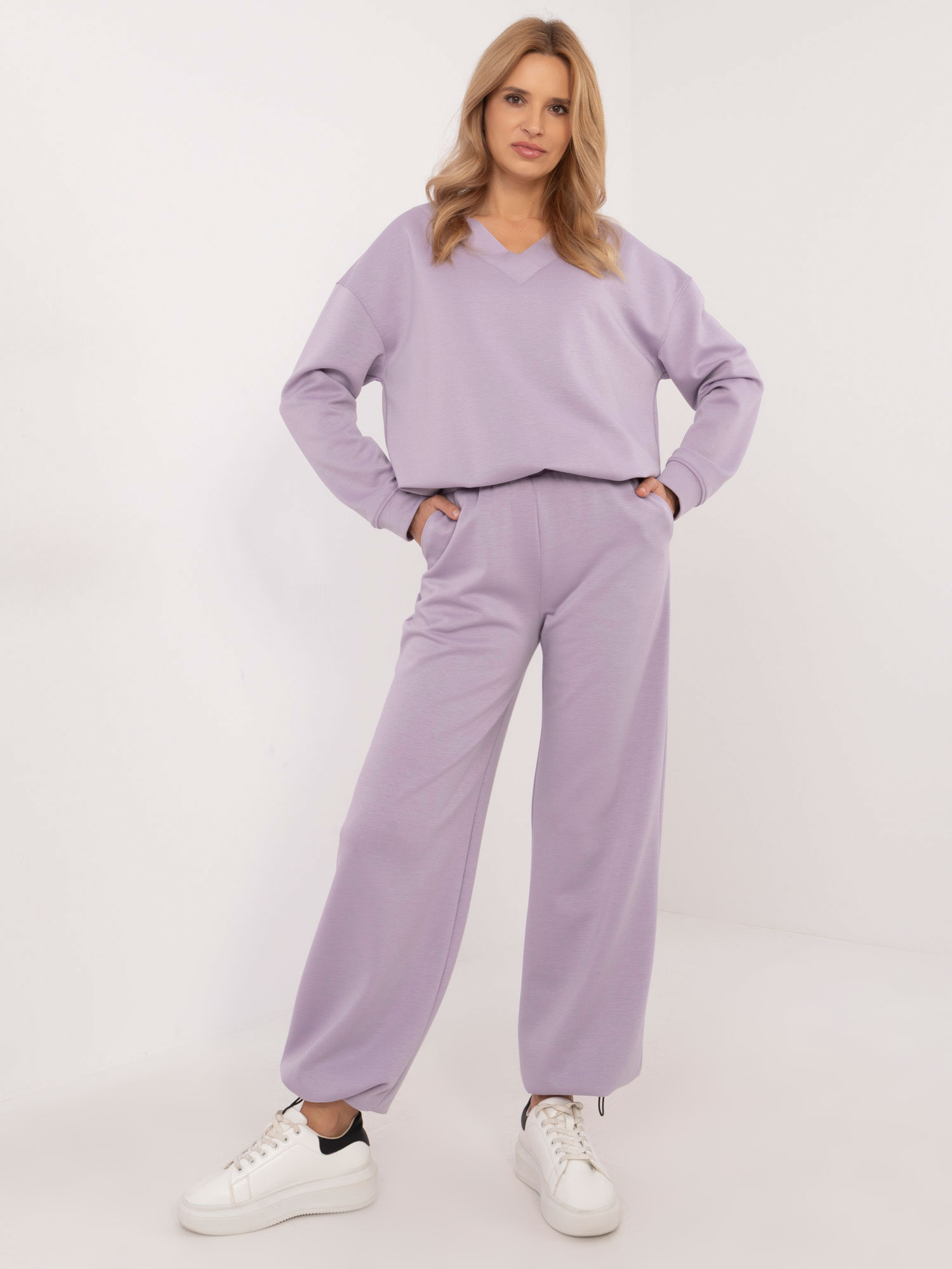 Dámska lila oversize tepláková súprava LK-KMPL-509772.44-light violet Veľkosť: L/XL