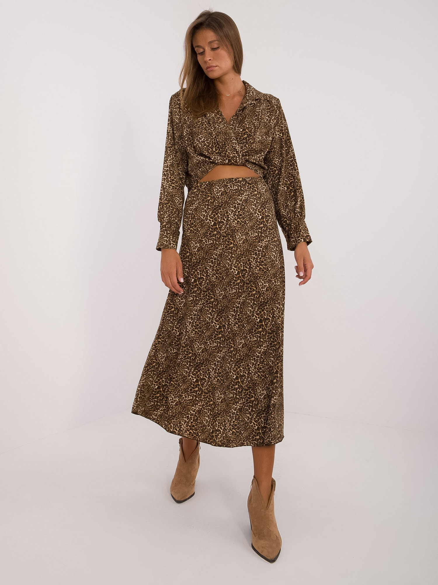 Set blúzky a sukne s leopardím vzorom DHJ-KMPL-19586-1.53-brown Veľkosť: ONE SIZE