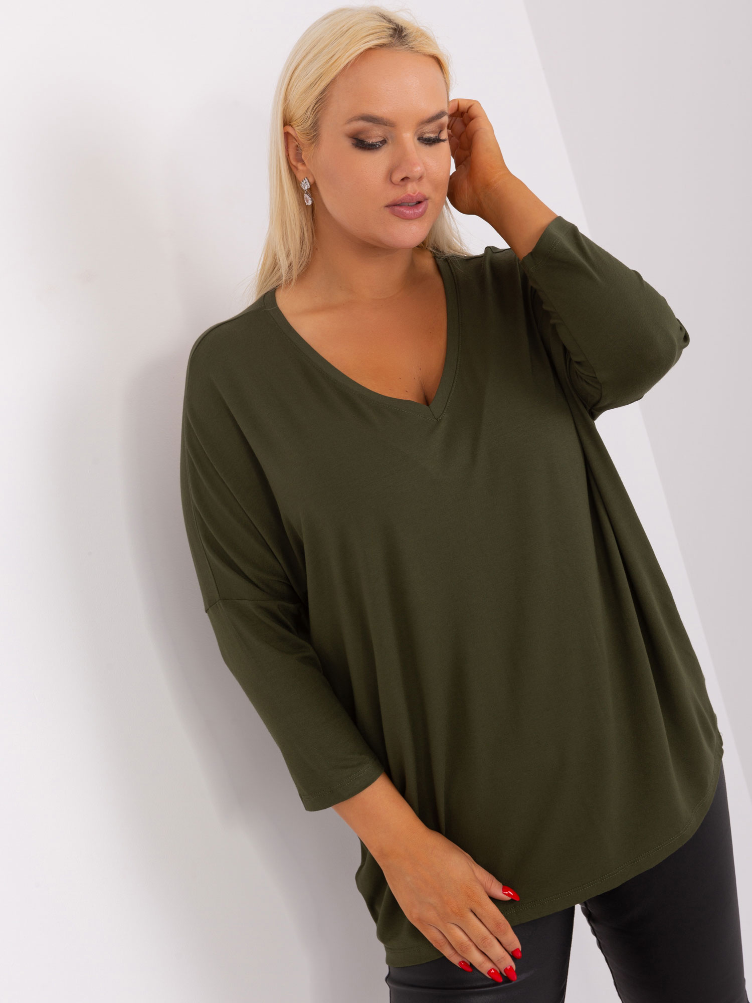 Khaki voľná blúzka -RV-BZ-5745.18-khaki Veľkosť: ONE SIZE