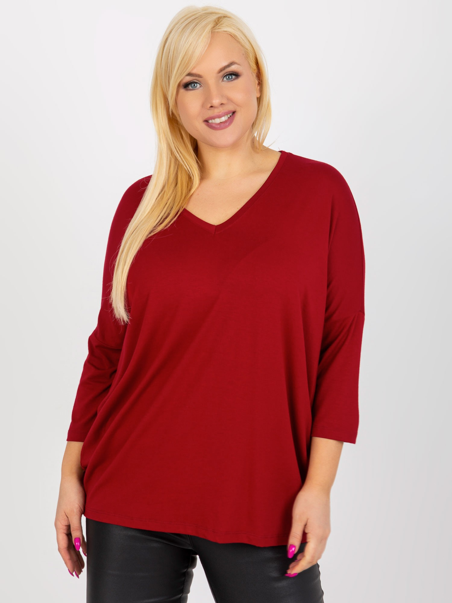 Bordová voľná blúzka RV-BZ-5745.18-bordo Veľkosť: ONE SIZE