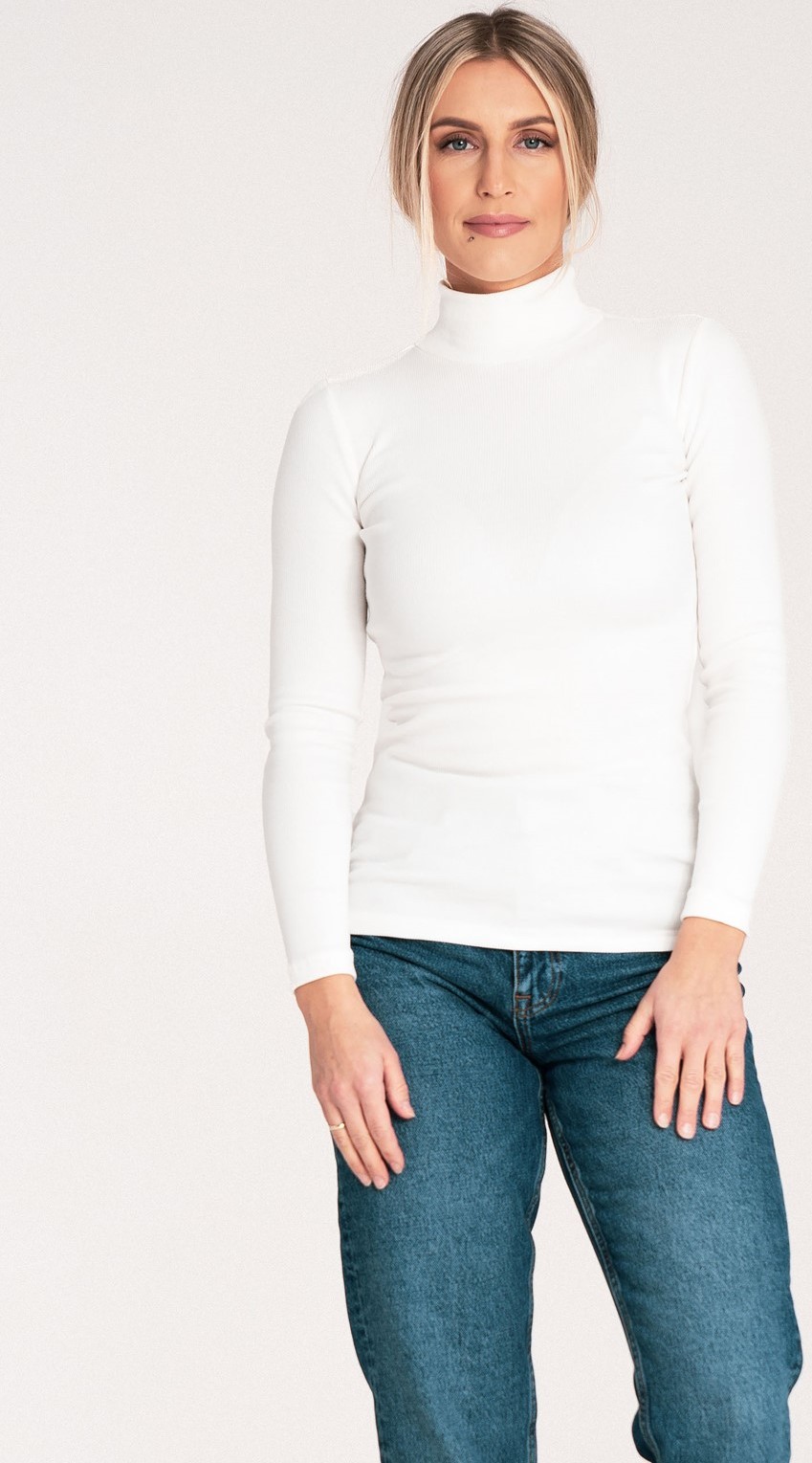 Dámsky smotanový bavlnený rolák M1058 Ecru Veľkosť: M