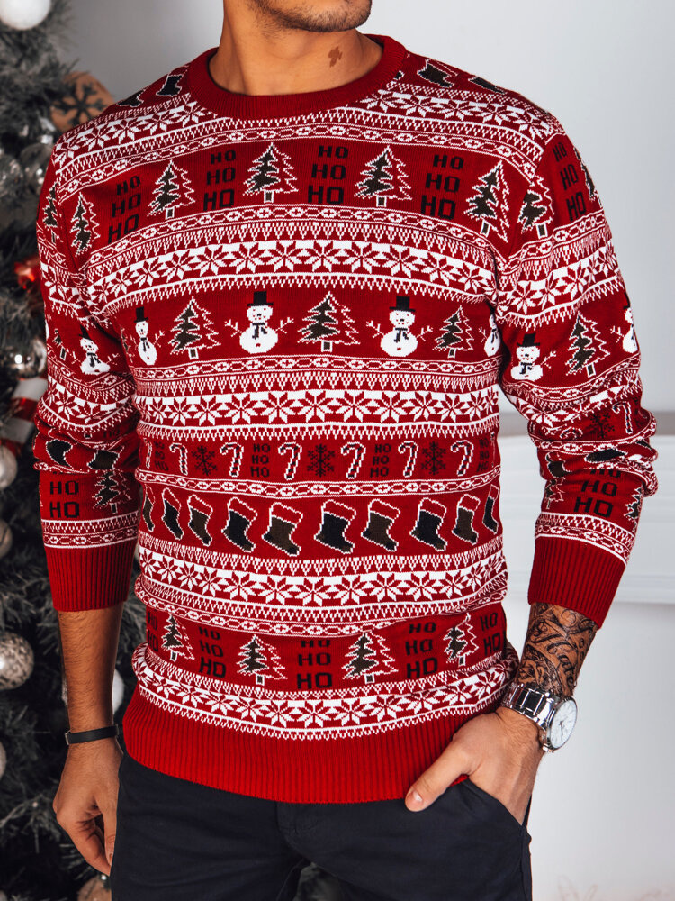 Červený pánsky sveter s vianočným motívom WX2164 Veľkosť: 2XL