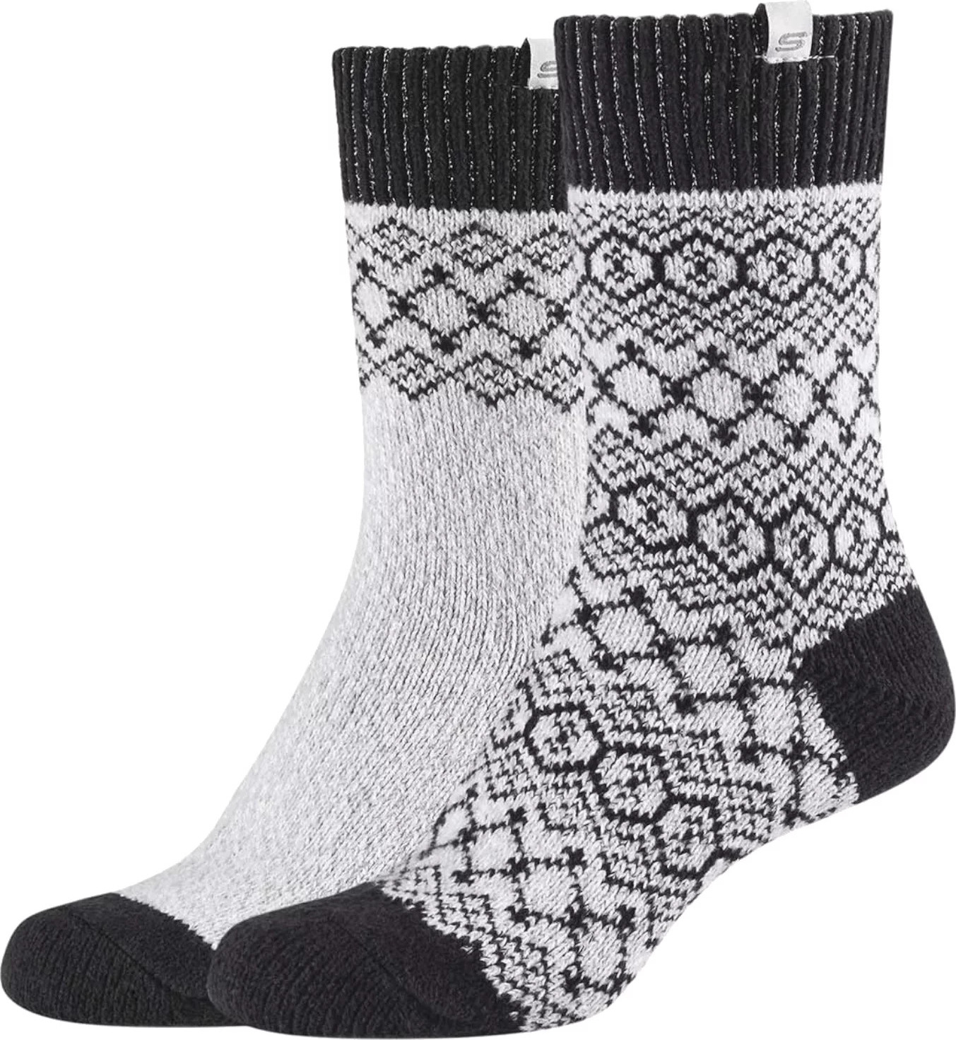Bielo-čierne vzorované ponožky Skechers Casual Cozy Jacquard 2PPK Socks SK41047-9202 Veľkosť: 35/38