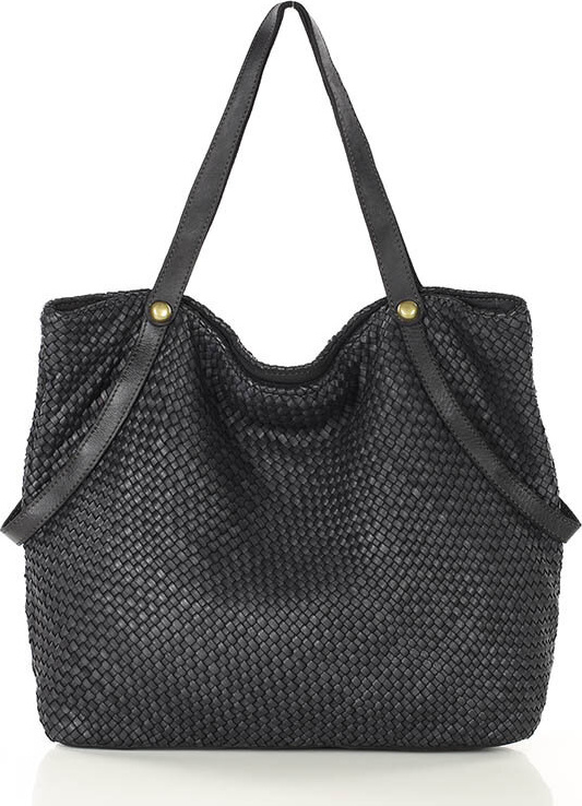MARCO MAZZINI Čierna veľká taška shopper z tkanej kože (v244a) Veľkosť: ONE SIZE