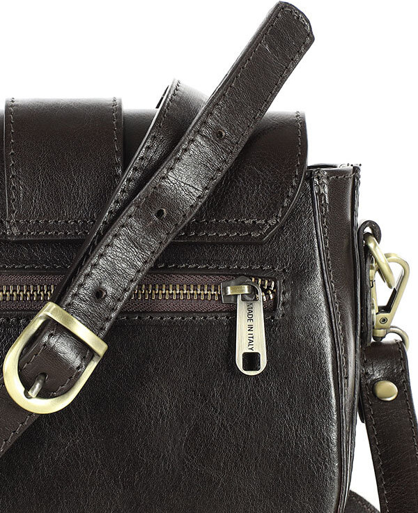 MAZZINI VERONA Tmavo hnedá kožená crossbody (L101f) Veľkosť: ONE SIZE