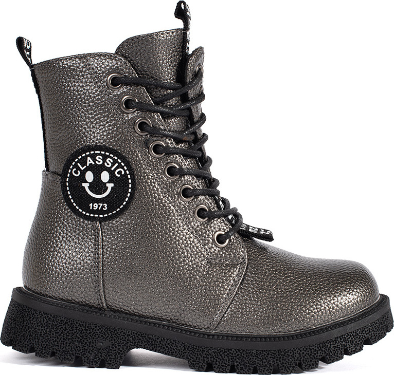 Dievčenské strieborné zateplené zimné topánky so šnurovaním A-200G Veľkosť: 26