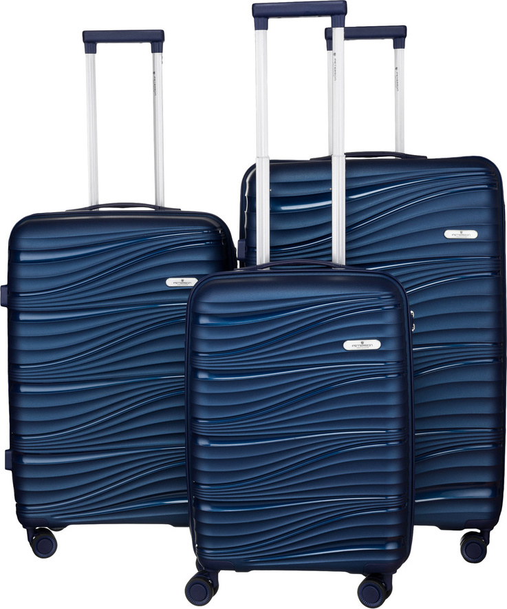 Tmavomodrá 3dielna sada kufrov Peterson PTN WA06-SET3 Veľkosť: Sada kufrov