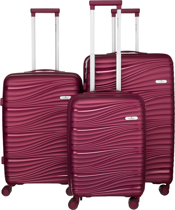 Burgundy 3dielna sada kufrov Peterson PTN WA06-SET3 Veľkosť: Sada kufrov