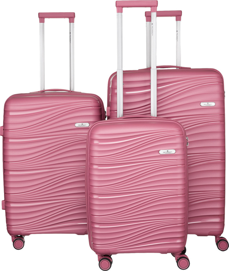 Ružová 3dielna sada kufrov Peterson PTN WA06-SET3 Veľkosť: Sada kufrov