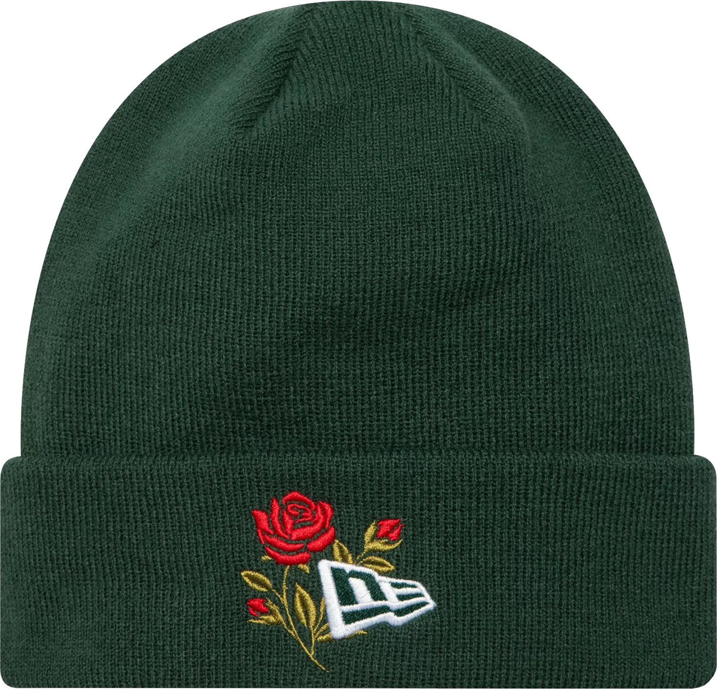 Tmavozelená dámska čiapka New Era Rose Icon Cuff Knit Beanie Hat 60580736 Veľkosť: ONE SIZE