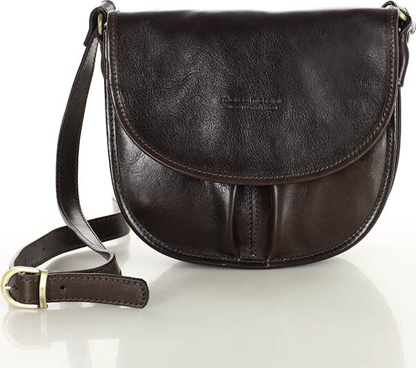 MARCO MAZZINI Čokoládovo hnedá kožená crossbody kabelka s chlopňou (L256d) Veľkosť: ONE SIZE