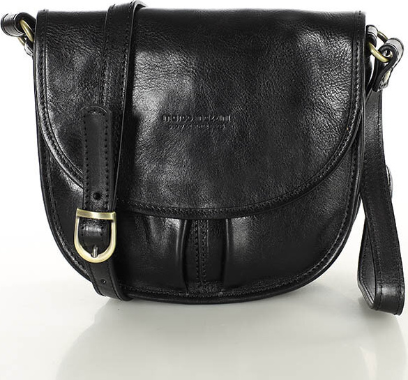 MARCO MAZZINI Čierna kožená crossbody kabelka s chlopňou (L256a) Veľkosť: ONE SIZE