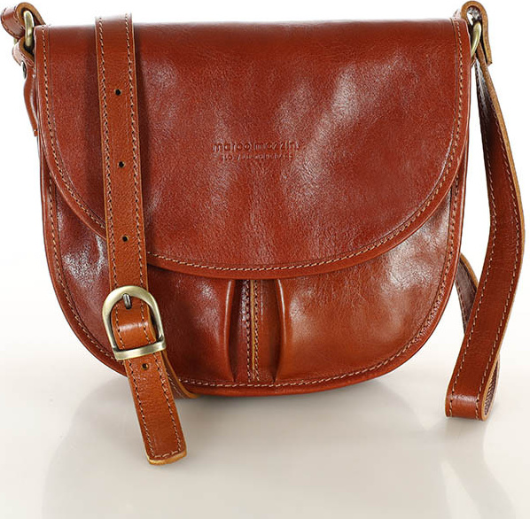 MARCO MAZZINI Camel kožená crossbody kabelka s chlopňou (L256b) Veľkosť: ONE SIZE
