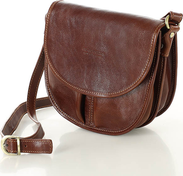 MARCO MAZZINI Hnedá kožená crossbody kabelka s chlopňou (L256c) Veľkosť: ONE SIZE