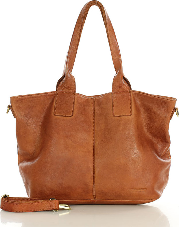 MARCO MAZZINI Camel kožená shopper kabelka (vs115b) Veľkosť: ONE SIZE