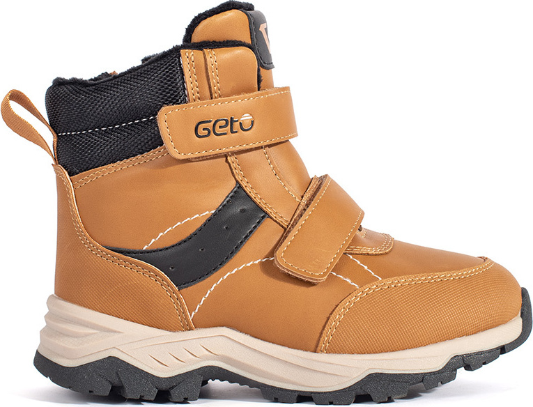 Zateplené chlapčenské camel členkové topánky na suchý zips A-187BR Veľkosť: 34