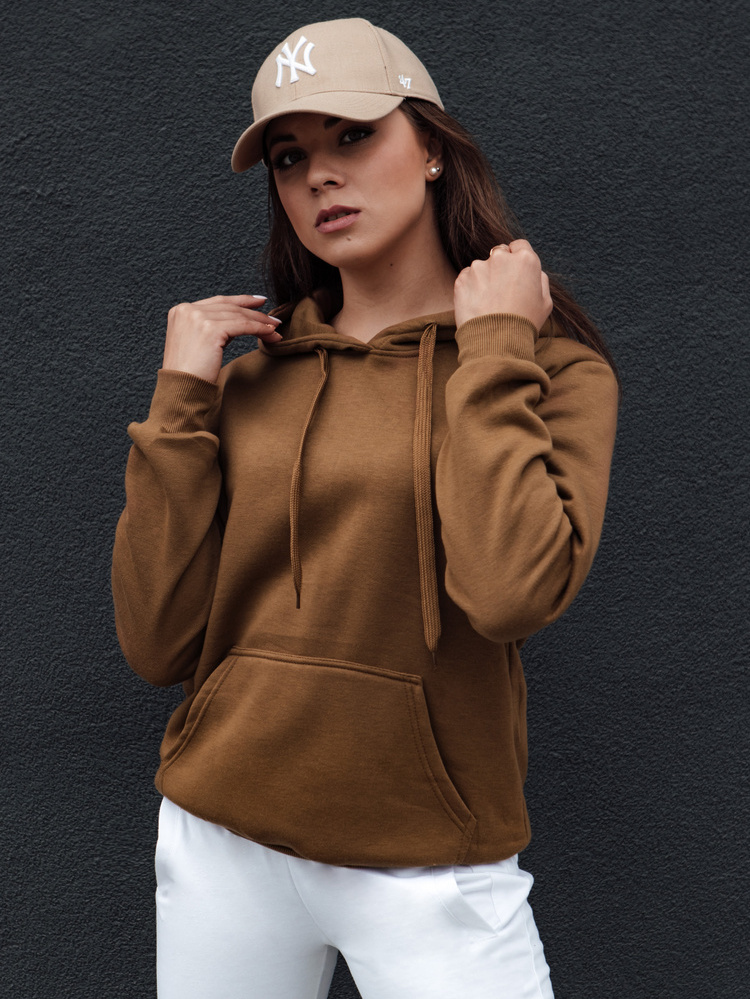 Hnedá dámska mikina s kapucňou BASIC BY1328 Veľkosť: S