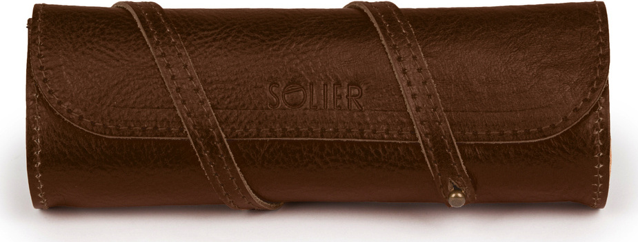 Solier Hnedé kožené púzdro na perá SA52 DARK BROWN) Veľkosť: ONE SIZE