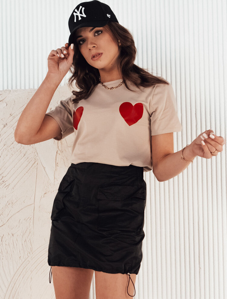 Béžové dámske tričko so srdiečkami PALIS RY2431 Veľkosť: ONE SIZE