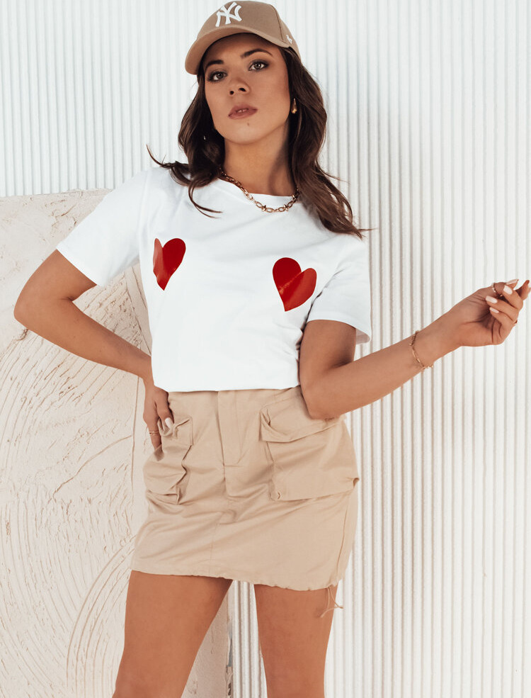 Biele dámske tričko so srdiečkami PALIS RY2432 Veľkosť: ONE SIZE