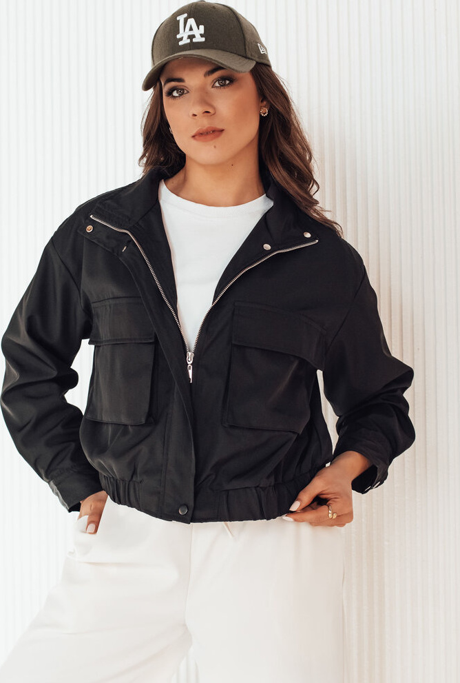 Čierna prechodná krátka bunda s vreckami ISTAN TY4185 Veľkosť: ONE SIZE