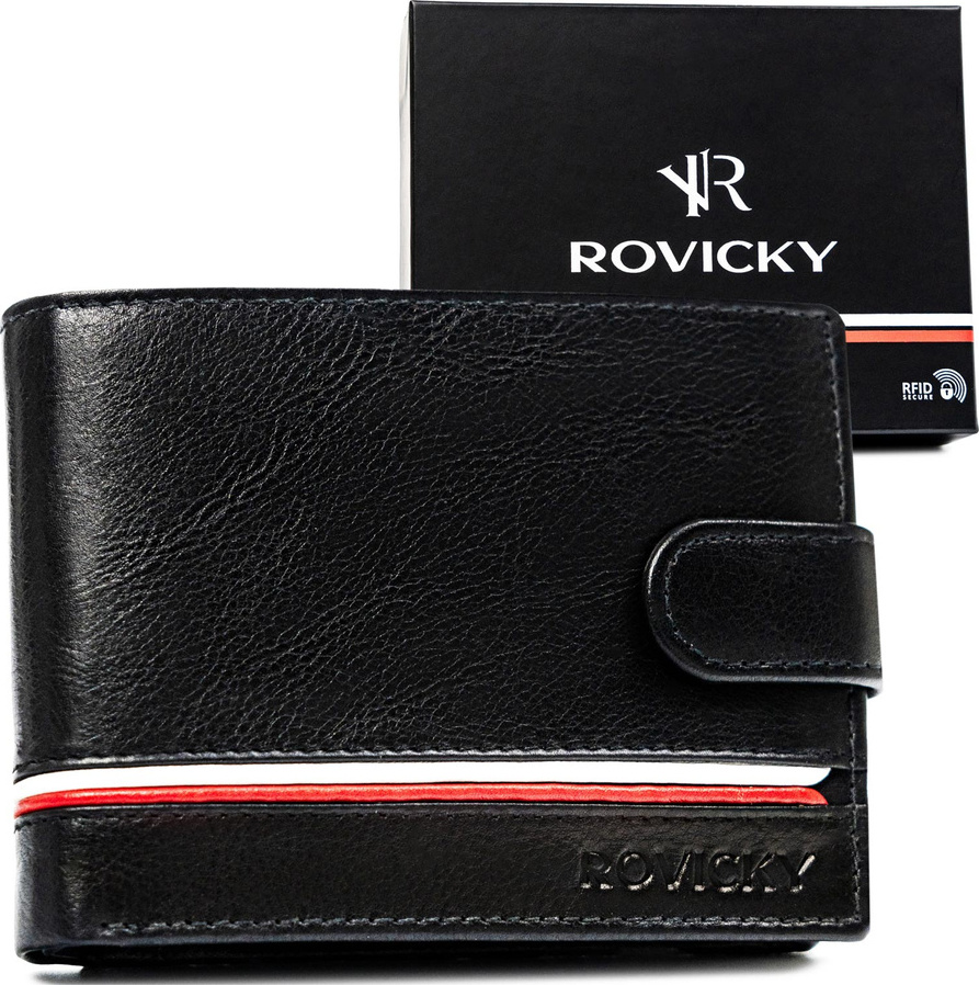 Čierna pánska kožená peňaženka s RFID ochranou Rovicky L229 R-N992L-CPL Veľkosť: ONE SIZE