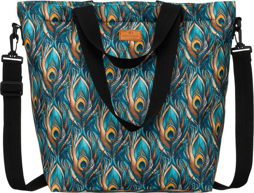 Priestranná shopper kabelka so vzorom pávích pier Rovicky R-TZ15605 Veľkosť: ONE SIZE
