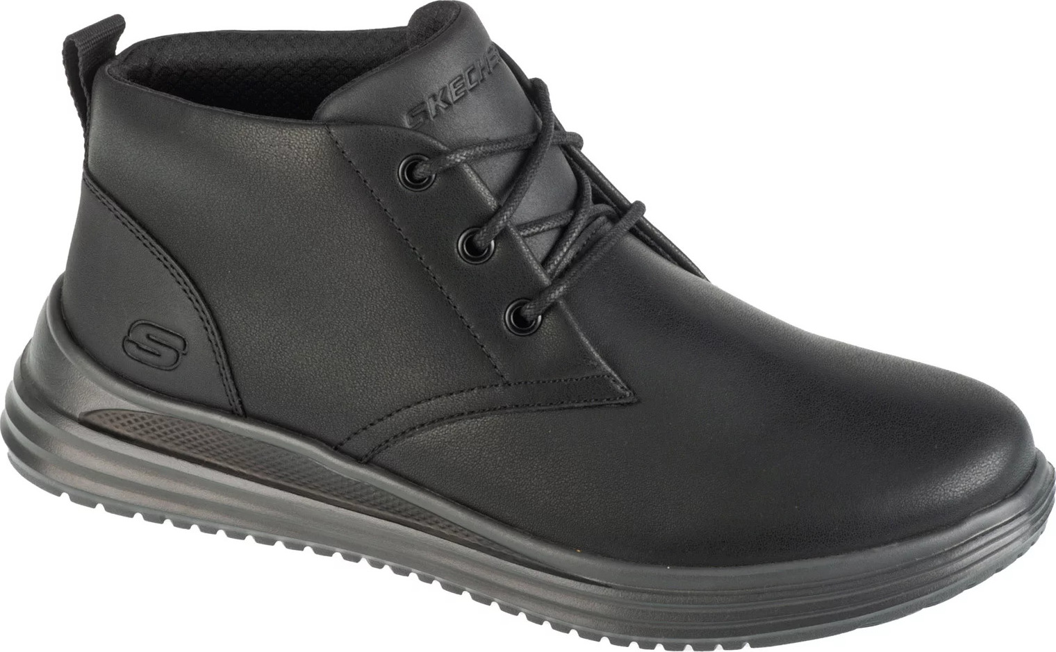 Čierne pánske kožené členkové topánky Skechers Proven - Yermo 204670-BLK Veľkosť: 45