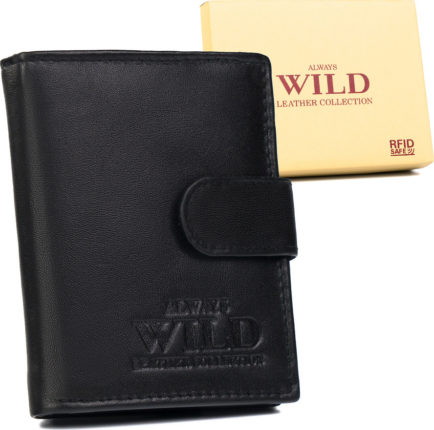 Always Wild Čierna elegantná kožená peňaženka A176 [DH] N0036L-P-SCR Veľkosť: ONE SIZE