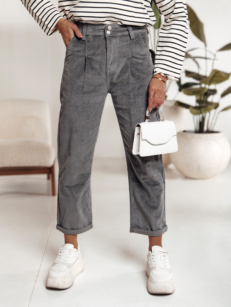 Tmavosivé dámske menčestrové nohavice LUVORISA UY2232 Veľkosť: S