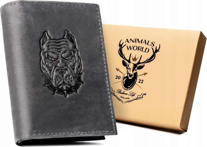 Always Wild Čierna kožená peňaženka s razbou psa A151 [DH] N4-CHM-DOG Veľkosť: ONE SIZE