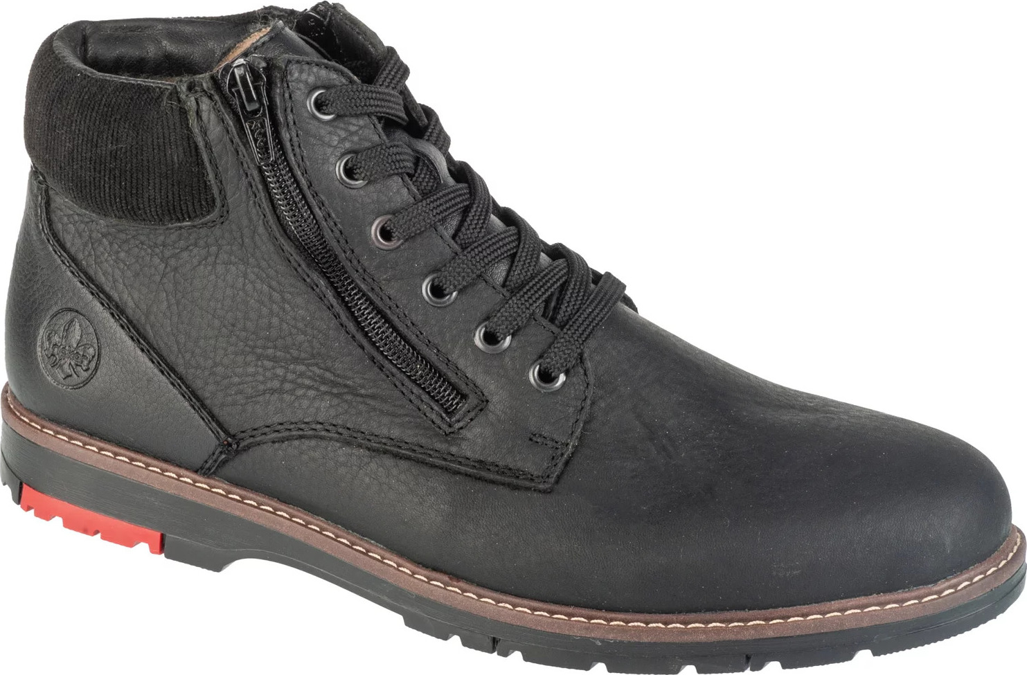 Čierne pánske kožené členkové topánky Rieker Booties 10503-00 Veľkosť: 44