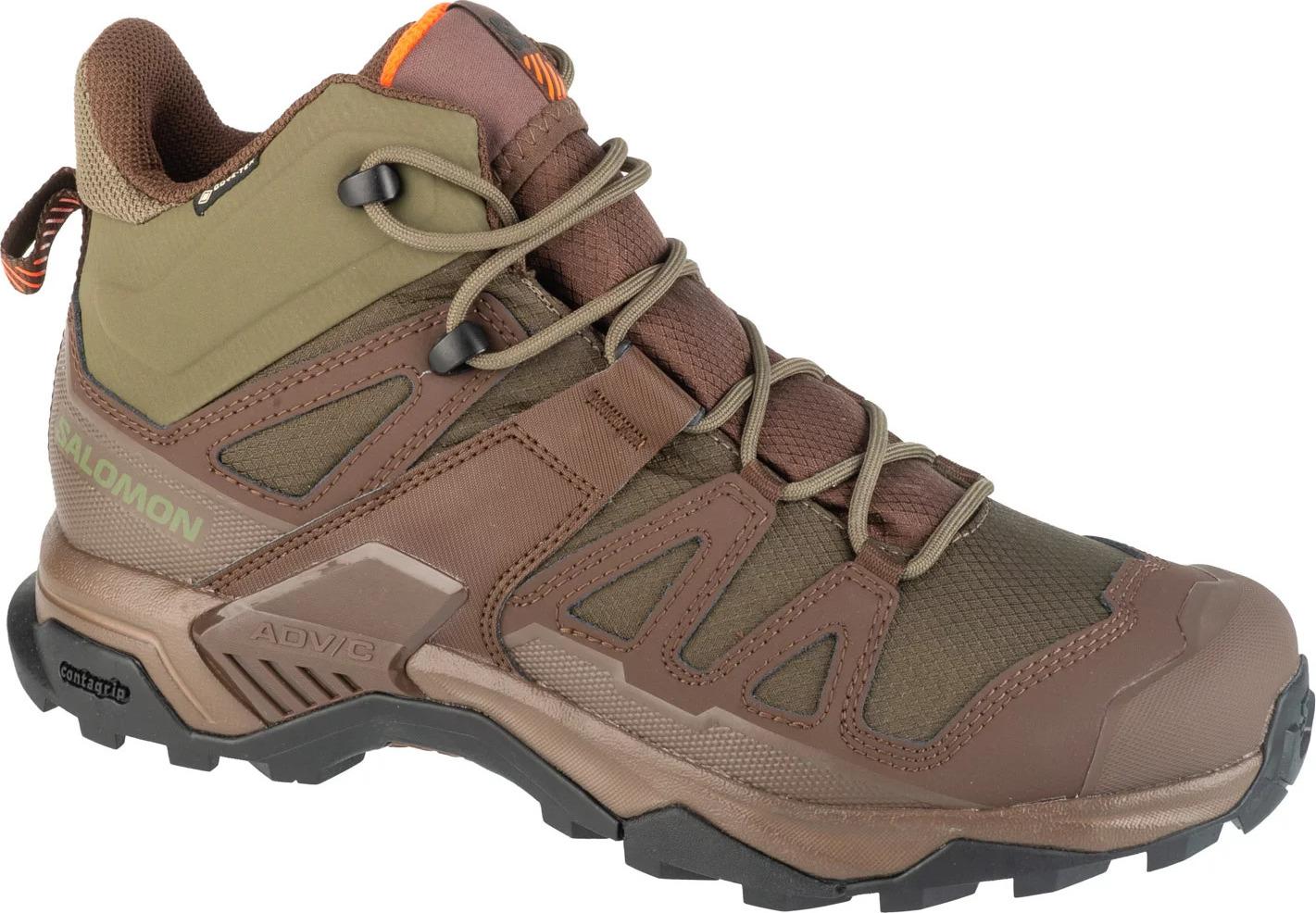 Hnedo-zelené pánske členkové turistické topánky Salomon X Ultra Tracker GTX L47607100 Veľkosť: 43 1/3