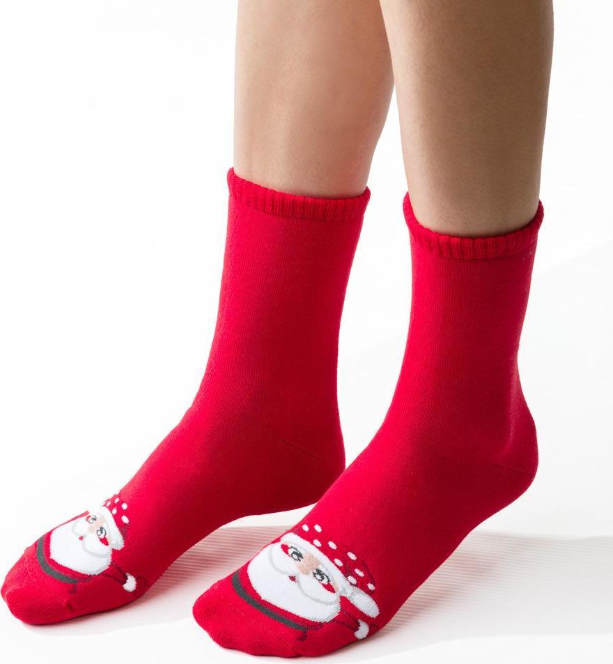 Červené dámske froté ponožky so Santom Art.123 TJ080, RED Veľkosť: 35/37