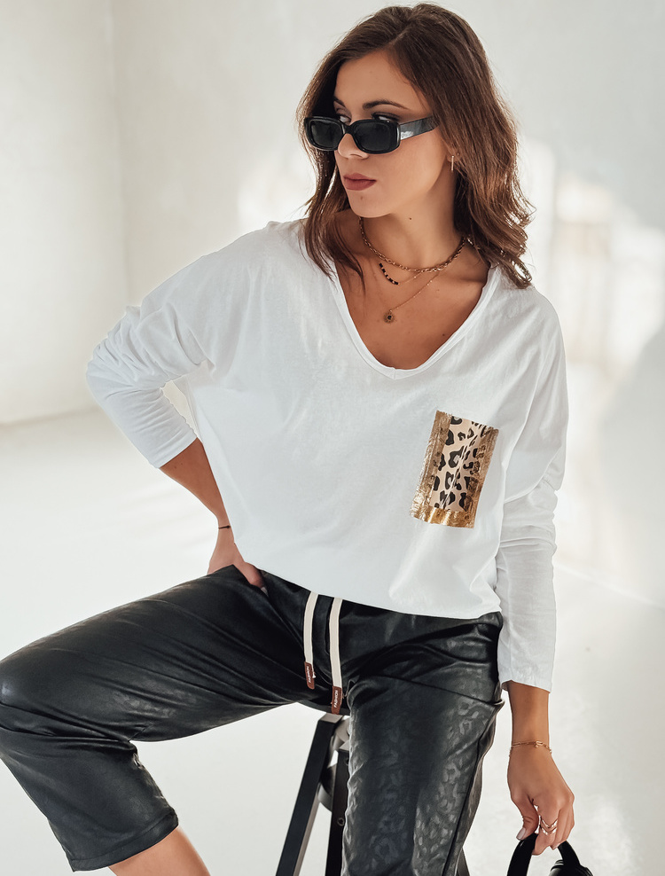 Biele dámske voľné tričko s potlačou GLAMZONE RY2683 Veľkosť: ONE SIZE