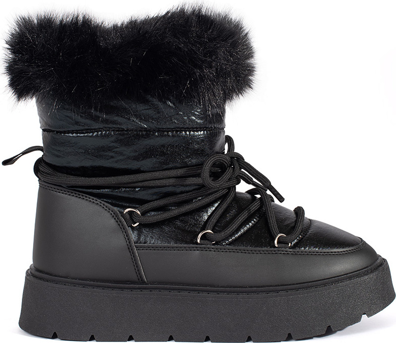 Čierne dámske snehule s kožúškom na silnej podrážke 6481B Veľkosť: 36